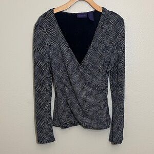 Metaphor Black Silver Textured Special Occasion Holiday Top